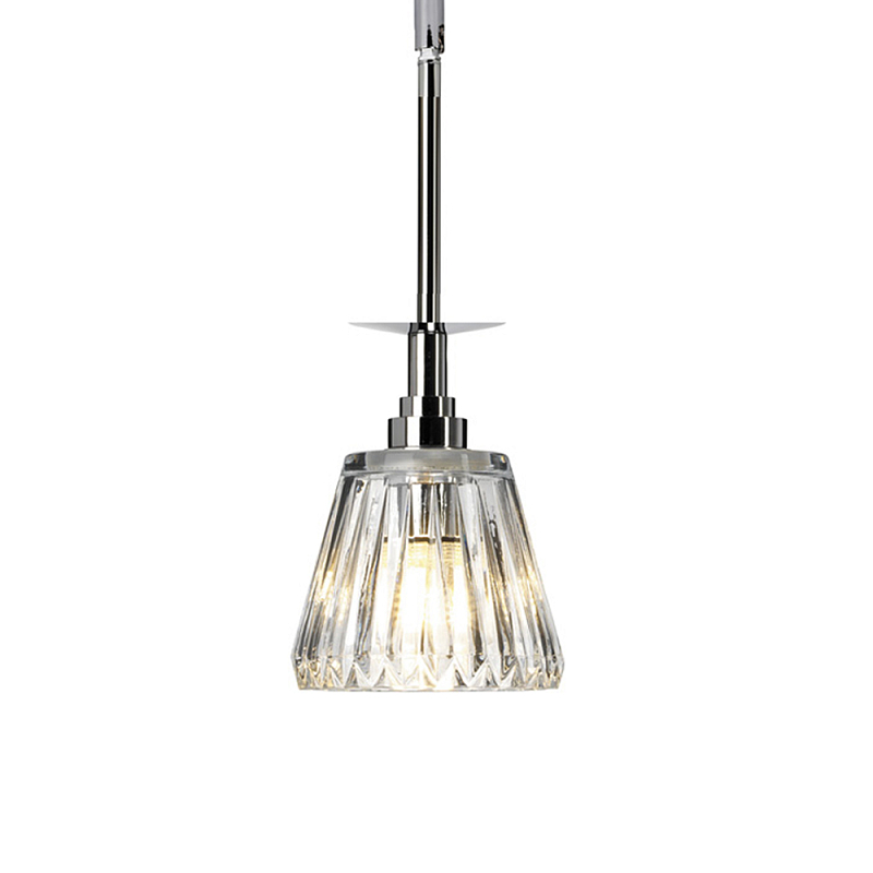 Подвесной светильник хромированного цвета с граненым прозрачным стеклянным плафоном Elstead Lighting Прозрачное Стекло Хром в Брянске | Loft Concept 