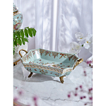 Блюдо прямоугольное из голубого фарфора с ручками и рисунком птиц и цветов Blue Garden варинант исполнения - 2 | Loft Concept в Брянске