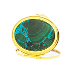 Зеркало карманное складное овальное из натурального камня Малахит с Хризоколлой Gold Stone Mirrors варинант исполнения - 2 | Loft Concept в Брянске