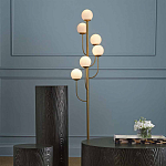 Торшер с 6-ю белыми стеклянными плафонами в форме шаров Gooseneck Pelle Chandelier варинант исполнения - 2 | Loft Concept в Брянске