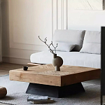 Дизайнерский журнальный стол квадратный с черным трапециевидным основанием Wokab варинант исполнения - 3 | Loft Concept в Брянске