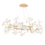 Люстра круглая с белыми лепестками из керамики и прозрачными хрустальными цветками Диаметр 82 см Wintery flovers варинант исполнения - 1 | Loft Concept в Брянске