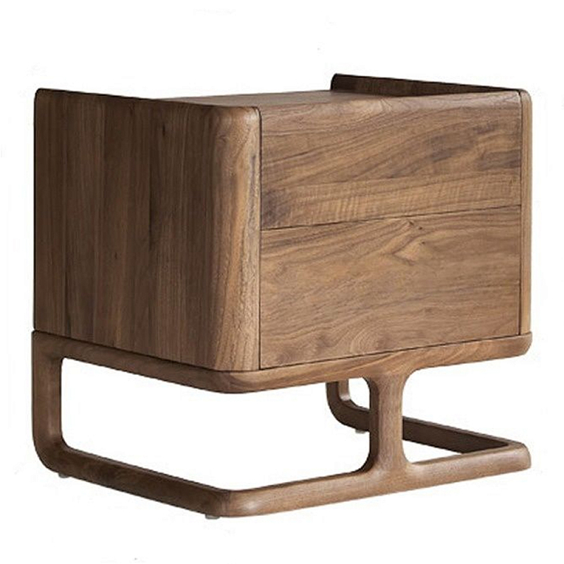 Прикроватный деревянный столик с 2-мя ящиками Moon Walnut Furniture Орех в Брянске | Loft Concept 