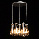 Люстра с 7-ю прозрачными плафонами из стекла в форме капли на круглом потолочном основании цвета хром Lucid Rain  варинант исполнения - 3 | Loft Concept в Брянске