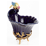 Чаша темно-синего цвета из фарфора с разноцветной птичкой Eden Garden porcelain and bronze варинант исполнения - 12 | Loft Concept в Брянске
