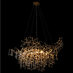 Подвесная люстра в виде ветвей деревьев золотого цвета с прозрачными подвесками-каплями 10 и 14 ламп Droplet Chandelier варинант исполнения - 4 | Loft Concept в Брянске