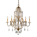 Люстра в бронзовом цвете с 6-ю лампами в форме свечей со стеклянными подвесками в классическом стиле Feiss варинант исполнения - 1 | Loft Concept в Брянске