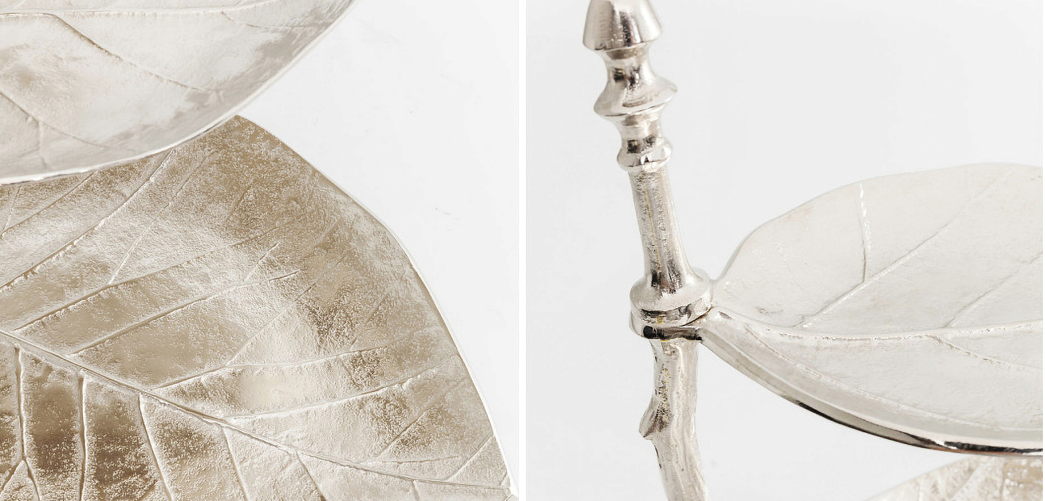 Блюдо трёхъярусное Chrome Leaves Блюдо трёхъярусное Chrome Leaves - Loft-Concept в Брянске