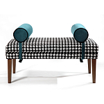 Банкетка Banquette PIED DE POULE с принтом гусиная лапка и синими подлокотниками  варинант исполнения - 1 | Loft Concept в Брянске