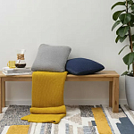 Плед из хлопка жемчужной вязки горчичного цвета Waffle Comfort варинант исполнения - 5 | Loft Concept в Брянске