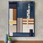 Панно из шнура Синяя геометрическая абстракция wall panel line Blue варинант исполнения - 1 | Loft Concept в Брянске