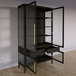 Витрина Primo со стеклянными фасадами и 2 ящиками Темный орех варинант исполнения - 6 | Loft Concept в Брянске