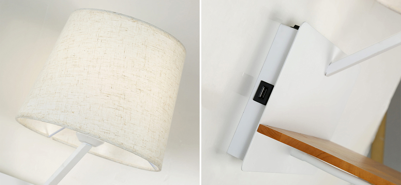 Бра с абажуром и гибким спотом Trumpet Wall White USB Бра с абажуром и гибким спотом Trumpet Wall White USB - Loft-Concept в Брянске