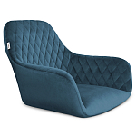 Стул с мягкой синей обивкой из велюра и подъемно-поворотным механизмом на черных колесиках Harper Blue варинант исполнения - 2 | Loft Concept в Брянске