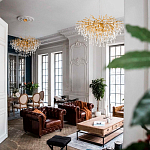 Люстра подвесная с прозрачными стеклянными подвесками в форме капель Диаметр 100 см Droplet Chandelier варинант исполнения - 11 | Loft Concept в Брянске