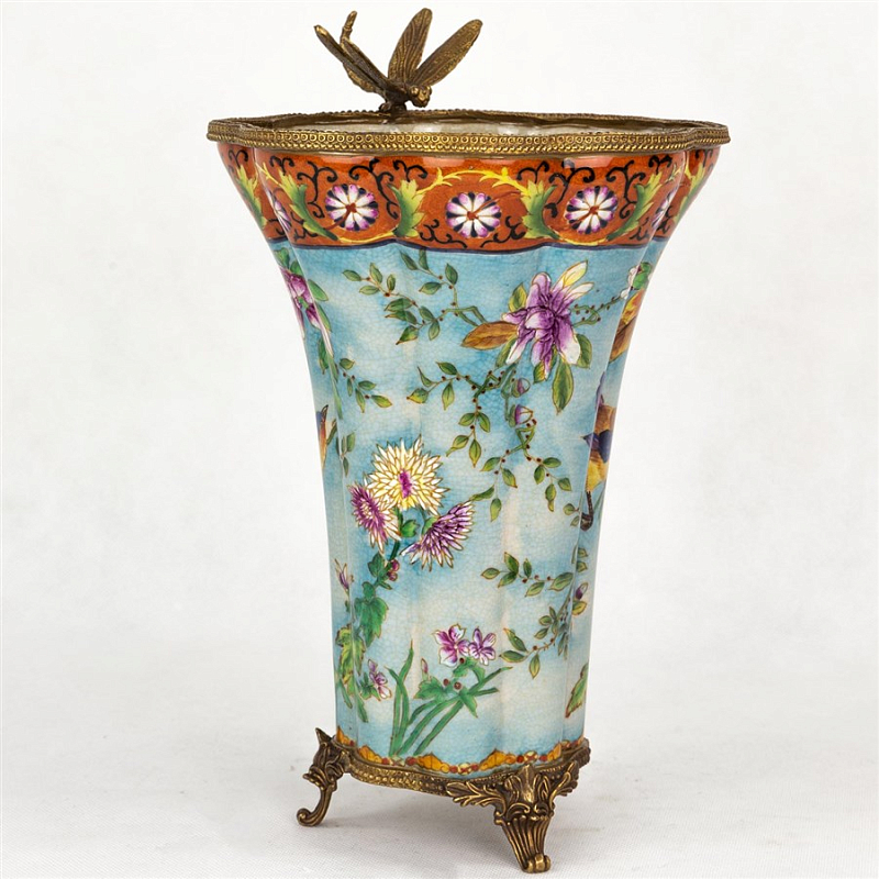 Фарфоровая ваза Bronze Dragonfly Vase Голубой Бронза Терракотовый Фарфоровая ваза Bronze Dragonfly Vase Голубой Бронза Терракотовый в Брянске | Loft Concept