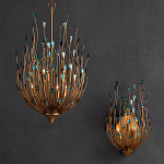 Бра настенное золотое с декором из бирюзовых элементов Peacock Tail варинант исполнения - 4 | Loft Concept в Брянске