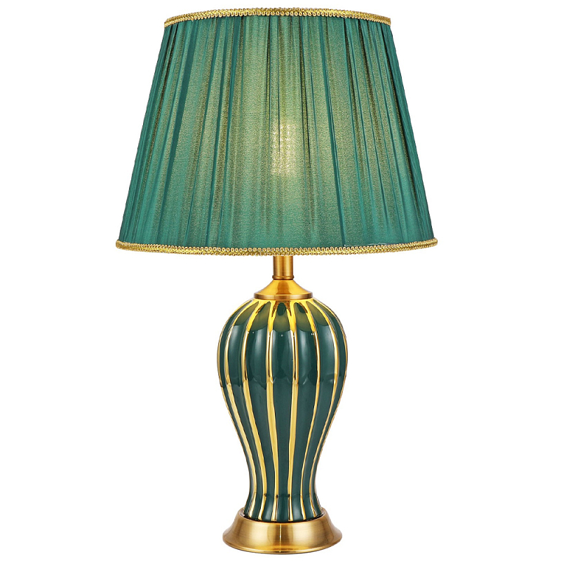 Настольная лампа с абажуром Celestina Green Gold Lampshade Table Lamp Золотой Зеленый Настольная лампа с абажуром Celestina Green Gold Lampshade Table Lamp Золотой Зеленый в Брянске | Loft Concept