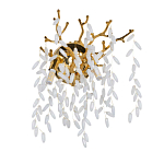 Бра золотого цвета с ветвями и белыми овальными стеклянными подвесками Droplet Chandelier варинант исполнения - 1 | Loft Concept в Брянске