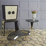 Дизайнерский журнальный столик с круглой столешницей на золотых ножках Risenbix варинант исполнения - 1 | Loft Concept в Брянске