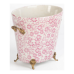 Кашпо из белого фарфора с розовым цветочным орнаментом Eden Garden варинант исполнения - 2 | Loft Concept в Брянске