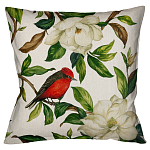 Декоративная подушка бежевая с изображением птиц и цветов Blooming Birds варинант исполнения - 1 | Loft Concept в Брянске