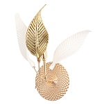 Бра с декоративными белыми и золотыми листьями на текстурном основании Wintery flovers варинант исполнения - 3 | Loft Concept в Брянске