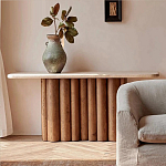 Консоль с овальной столешницей и фактурным деревянным основанием Enzo варинант исполнения - 5 | Loft Concept в Брянске