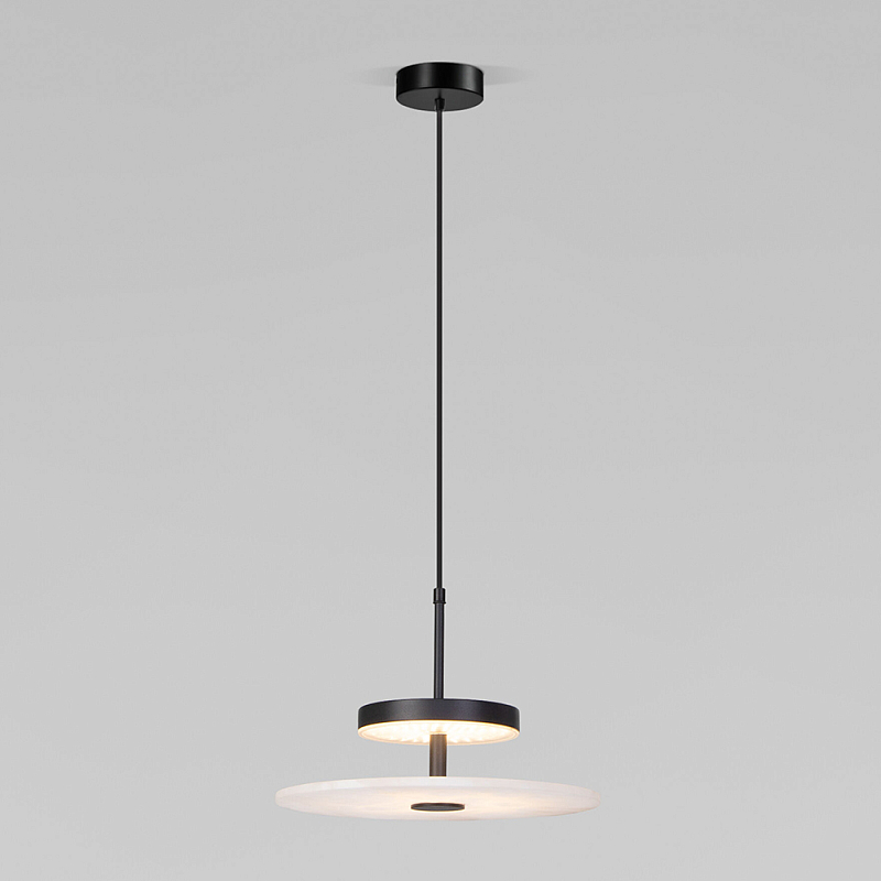 Светодиодный подвесной светильник черный с мраморным рассеивателем Черный Белый Мрамор Bianco в Брянске | Loft Concept 