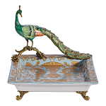 Блюдо квадратное с павлином на бронзовых ножках Eden Garden варинант исполнения - 1 | Loft Concept в Брянске