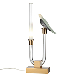 Настольная лампа с прозрачной трубкой и декоративной фигуркой птицы на бронзовой подставке Ganthea варинант исполнения - 2 | Loft Concept в Брянске