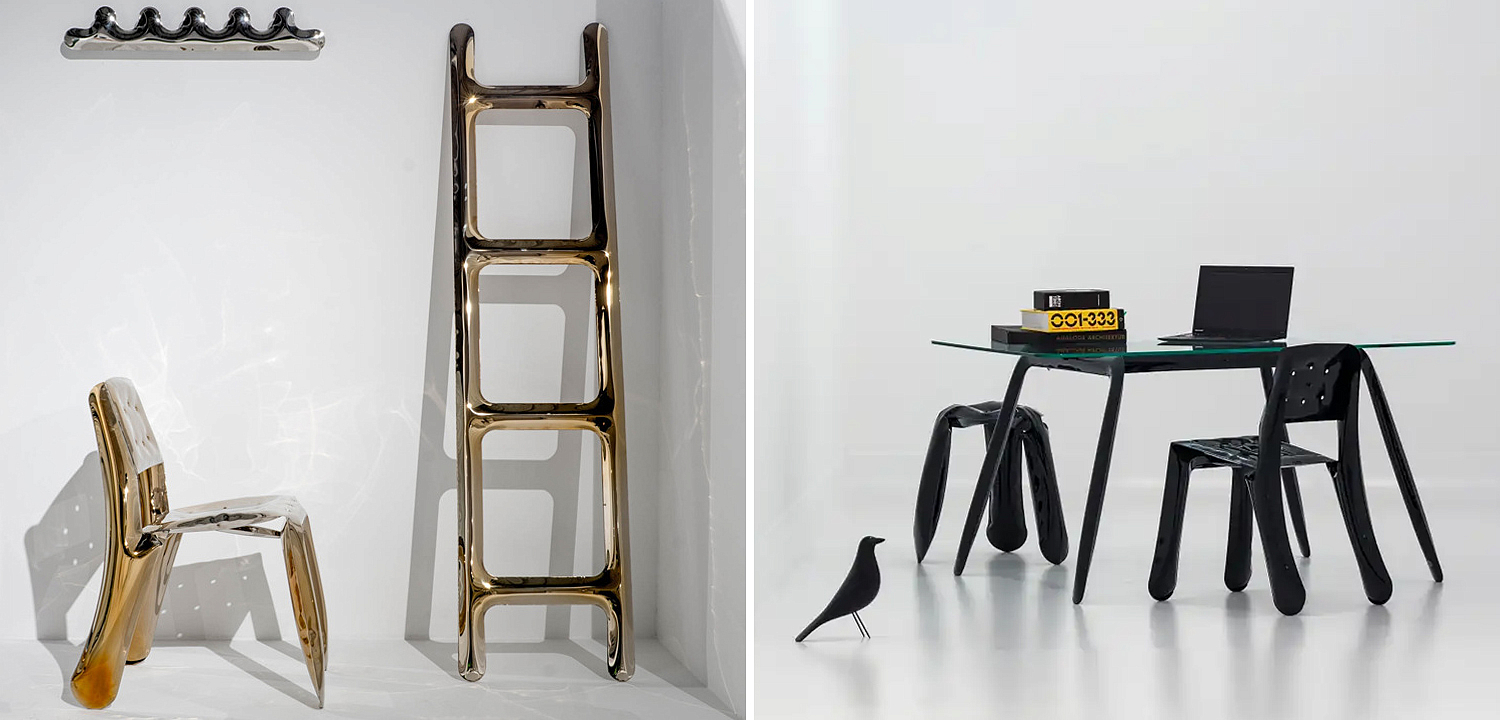 Стул Chippensteel 0.5 Polished Gold Glossy Color Carbon Steel Seating by Zieta Стул Chippensteel 0.5 Polished Gold Glossy Color Carbon Steel Seating by Zieta - Loft-Concept в Брянске