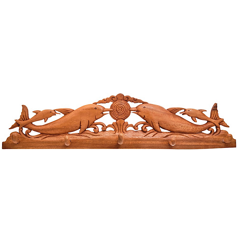 Панно-вешалка из дерева дельфины Panel With Animals Коричневый в Брянске | Loft Concept 