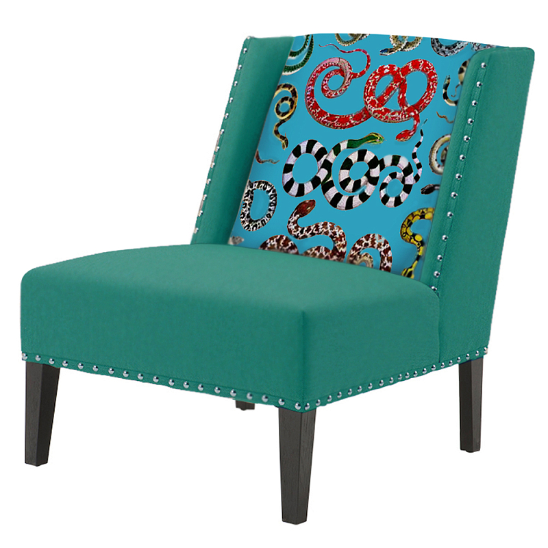 FUN Armchair Snakes Turquoise Дизайнерское кресло с цветным принтом Бирюзовый FUN Armchair Snakes Turquoise Дизайнерское кресло с цветным принтом Бирюзовый в Брянске | Loft Concept