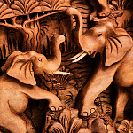 Панно из дерева пять слонов Panel With Animals варинант исполнения - 4 | Loft Concept в Брянске