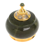 Икорница с крышкой с гравировкой из натурального камня Нефрит Decorative Cavair Dishes варинант исполнения - 4 | Loft Concept в Брянске