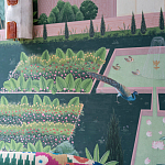 Обои ручная роспись Mahal Garden Original colourway on blue painted Xuan paper варинант исполнения - 4 | Loft Concept в Брянске