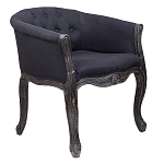 Кресло низкое в стиле прованс Черный Лен Louis French Armchair  варинант исполнения - 1 | Loft Concept в Брянске