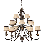Люстра бронзового цвета с бежевыми абажурами из органзы в классическом стиле Hinkley варинант исполнения - 1 | Loft Concept в Брянске