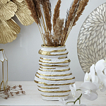 Ваза белая с рельефной поверхностью и золотыми полосами Vase Beehive варинант исполнения - 5 | Loft Concept в Брянске