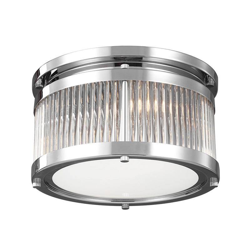 Потолочный светильник с цилиндрическим плафоном из рифленого прозрачного стекла Feiss Прозрачный Хром в Брянске | Loft Concept 