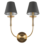 Бра с металлическим основанием бронзового цвета и 2-мя черными конусовидными абажурами Dignity варинант исполнения - 3 | Loft Concept в Брянске