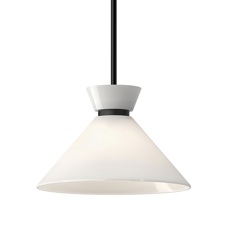 Подвесной светильник с белым стеклянным конусным плафоном Alora Mood Черный Золотой Белый в Брянске | Loft Concept 