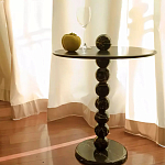 Дизайнерский журнальный стол с основанием в виде черных мраморных бусин Mybimus варинант исполнения - 1 | Loft Concept в Брянске