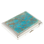 Портсигар на 20 сигарет с газовой зажигалкой из натурального камня Апатит Голубой Stone Cigarettes Cases варинант исполнения - 1 | Loft Concept в Брянске