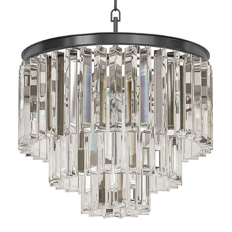 Люстра Odeon Clear Glass Fringe Chandelier - 3 rings Черный в Брянске | Loft Concept 