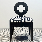 Дизайнерский стул с круглой деревянной спинкой Black and White Clover варинант исполнения - 2 | Loft Concept в Брянске