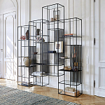 Стеллаж из металла и стекла Menzie Black Stripes Metal Rack варинант исполнения - 6 | Loft Concept в Брянске