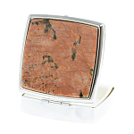 Таблетница карманная квадратная с 2-мя отделениями с зеркалом и накладкой из натурального камня Пегматит Silver Stone Pillboxes варинант исполнения - 2 | Loft Concept в Брянске