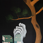 Обои ручная роспись The Art of Learning and Steps for the Flowers by Teo Yang Original colourway on Pitch dyed silk варинант исполнения - 2 | Loft Concept в Брянске